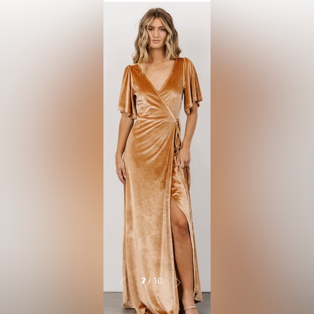 Baltic Born Meghan Velvet Wrap Maxi Dress: Golden Hour